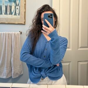 Urban Outfitters “Out From Under” Blue Waffle Knit Sweater Top